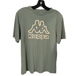 Kappa Men’s Logo Bant Tee Shirt Green W/ Ivory Logo Sz Medium